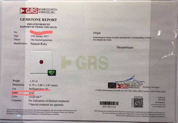 上应该会比上一枚好一些aigs证书形状:垫型切割:刻面lotus证书形状