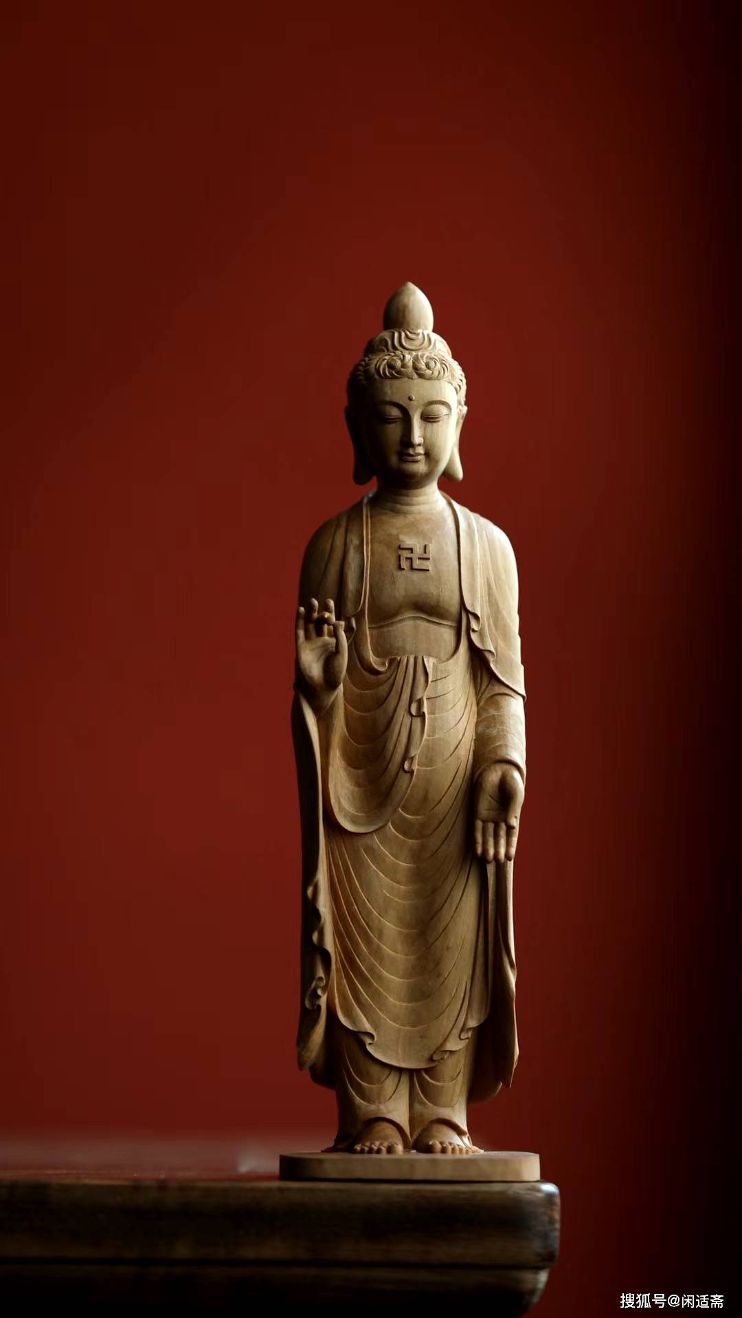 老山檀香木雕阿弥陀佛佛像艺术摆件