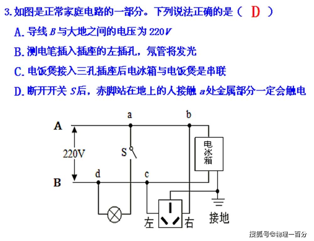 原创用试电笔测插座,左右两孔都发光!什么故障?中考物理必考题!