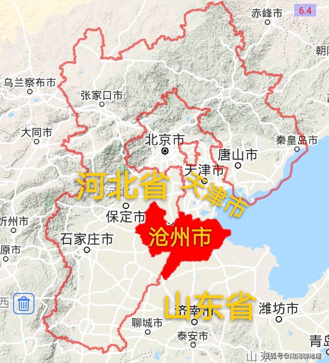 沧州市地理位置图沧州市处于华北平原东部,境内地势平坦开阔,一马平川