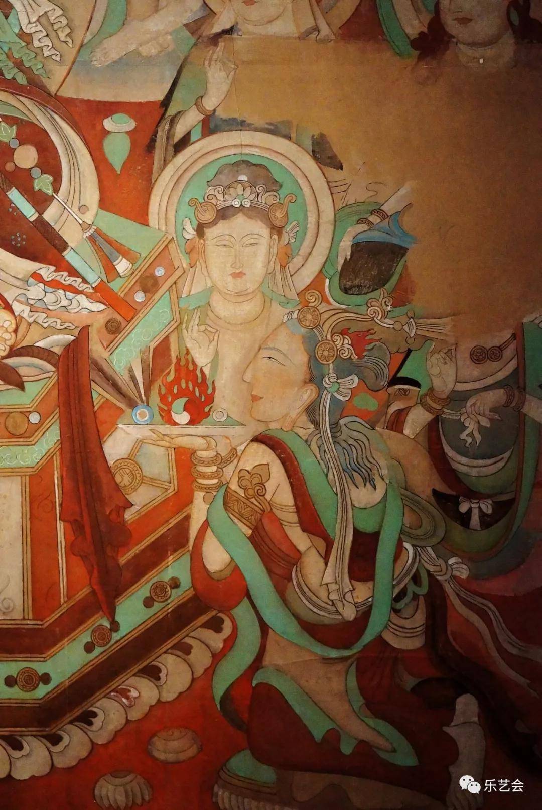 吐木库喇石窟一佛一菩萨壁画临摹:施隆多夫分享敦煌丝路成都展