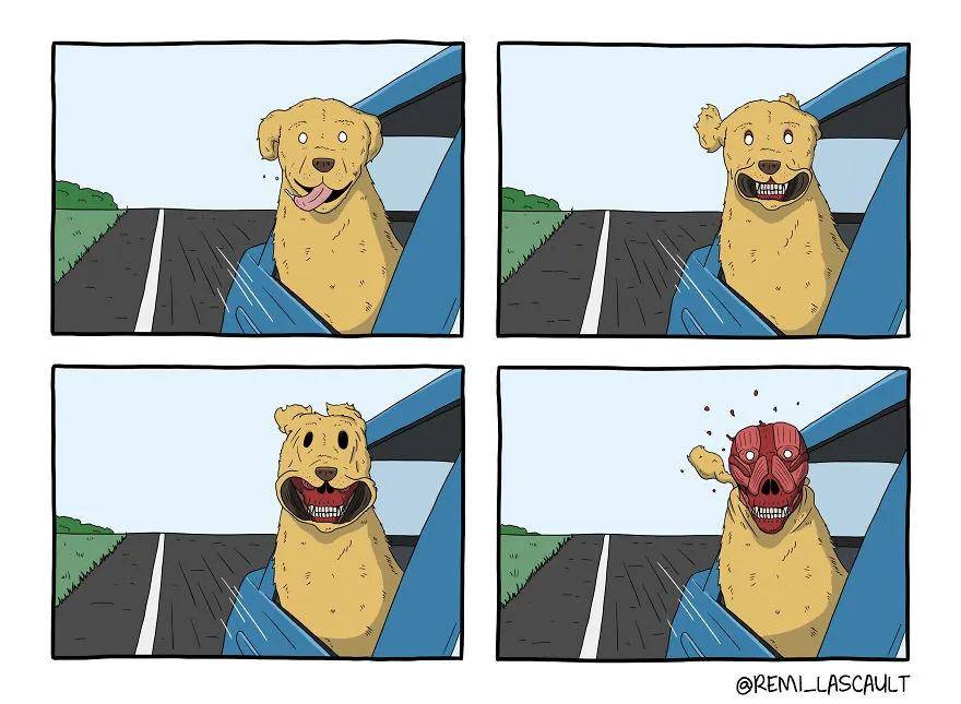 分享一组法国漫画家rémi lascault的四格短漫合集!