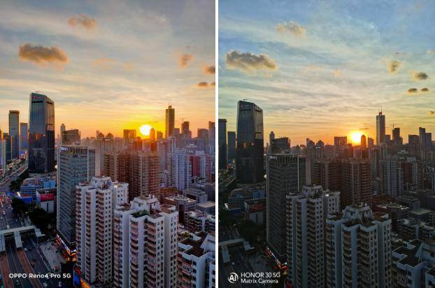 原创从白天到黑夜,荣耀30和reno4 pro多场景对比,这效果你站谁?