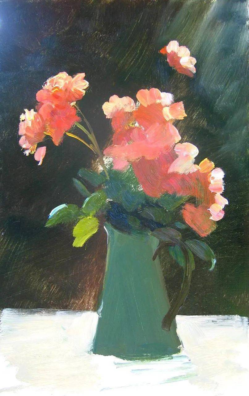 【课堂教学】俄罗斯画家花卉油画示范教程