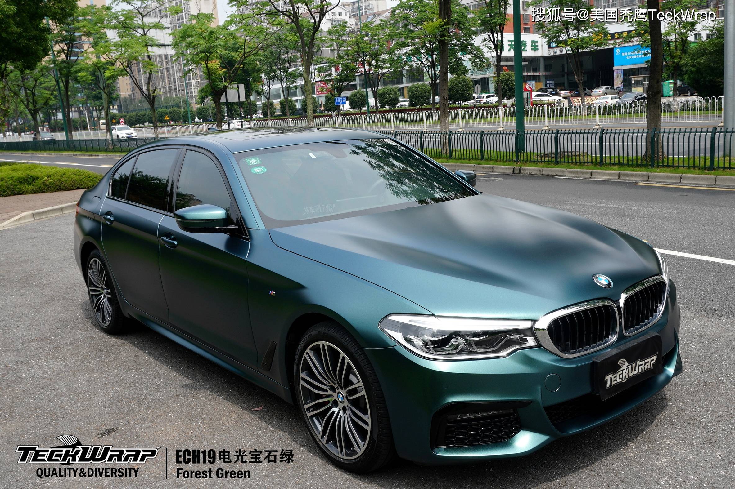 宝马这个绿正宗哦秃鹰teckwrap汽车车身改色贴进口膜ech19电光宝石绿