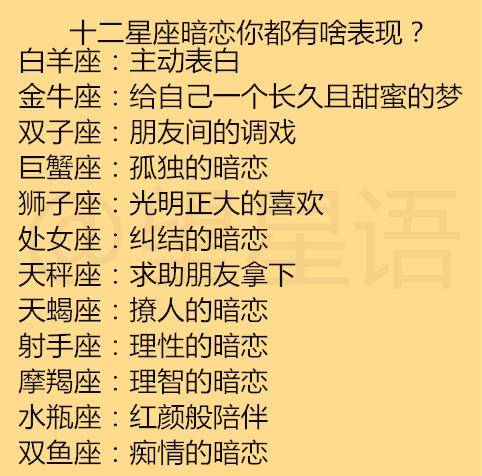 十二星座暗恋你都有啥表现?