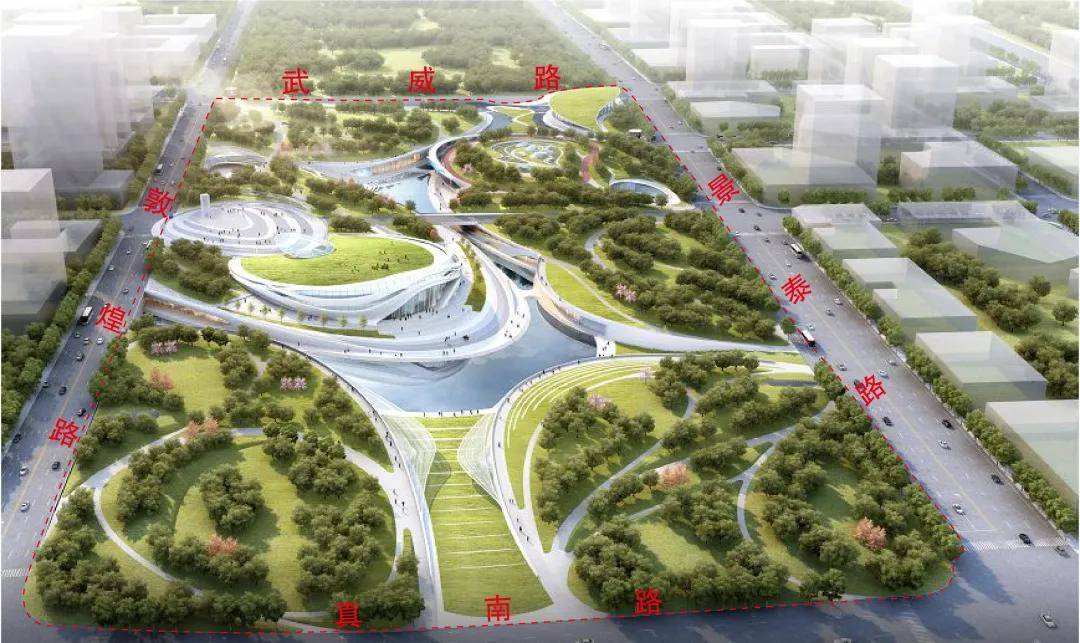 桃浦中央绿地二期工程整体鸟瞰图
