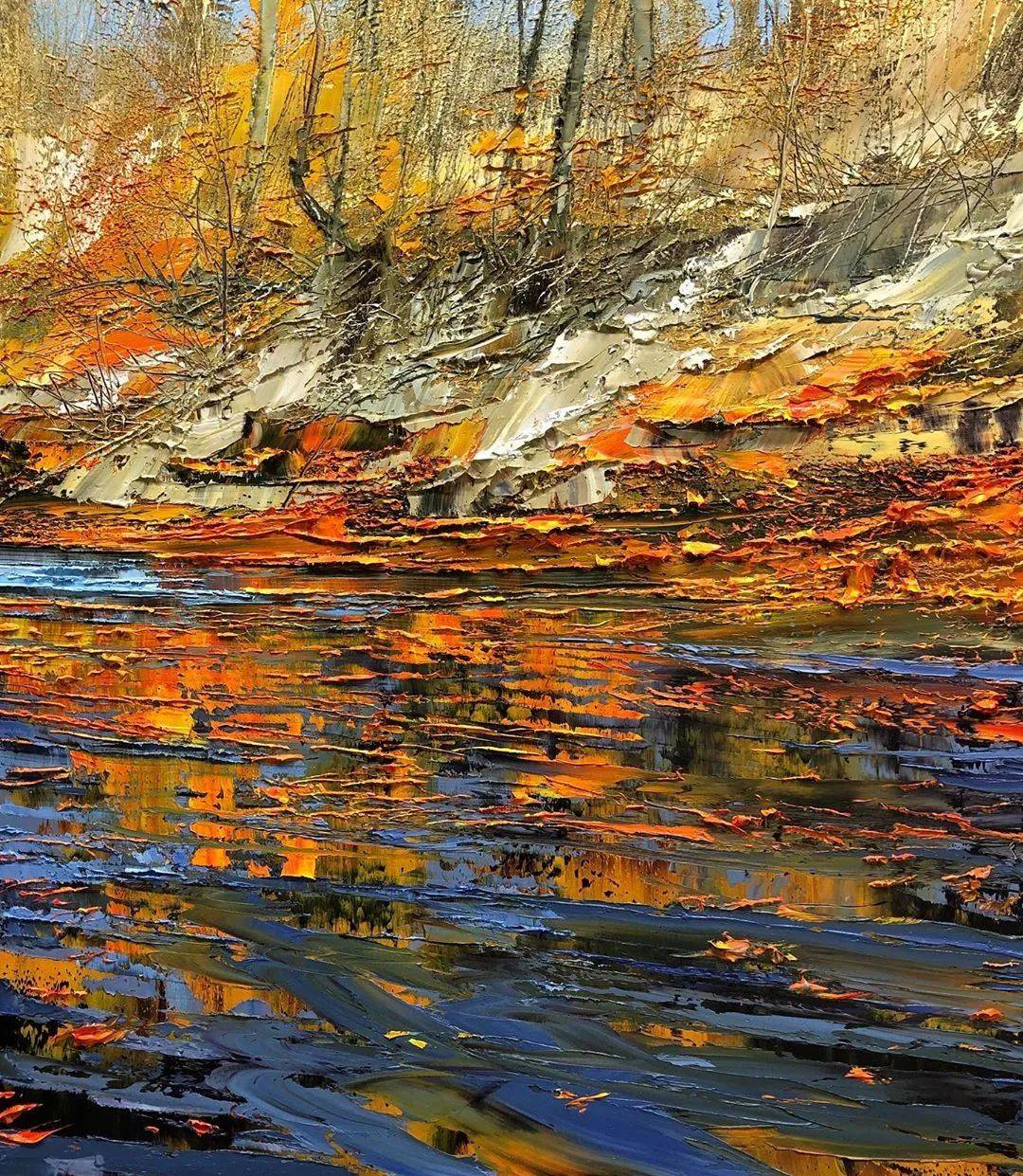 灵动的风景油画肌理不看你就亏大了