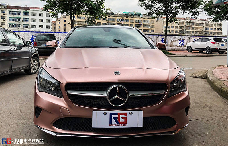 奔驰gla200车身改色电光玫瑰金rg瑞集改色膜浙江永康加盟店出品