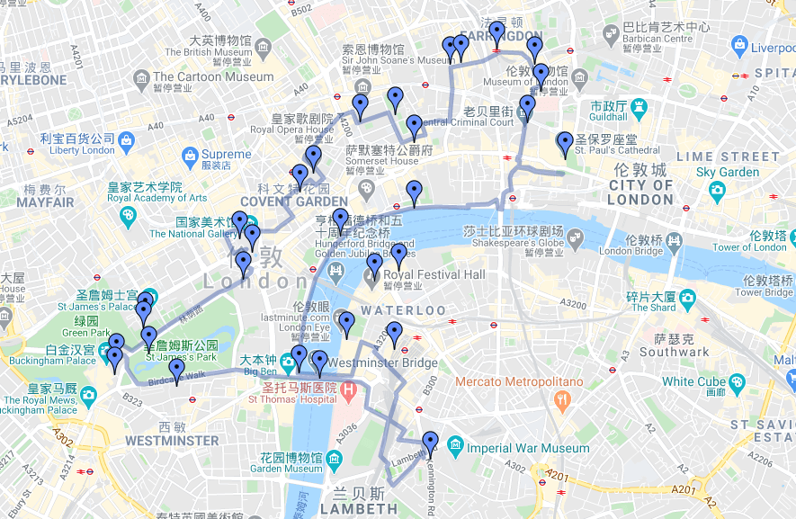 2公里 旅行时长:3小时 旅途亮点:大本钟,议会大厦,威斯敏斯特教堂