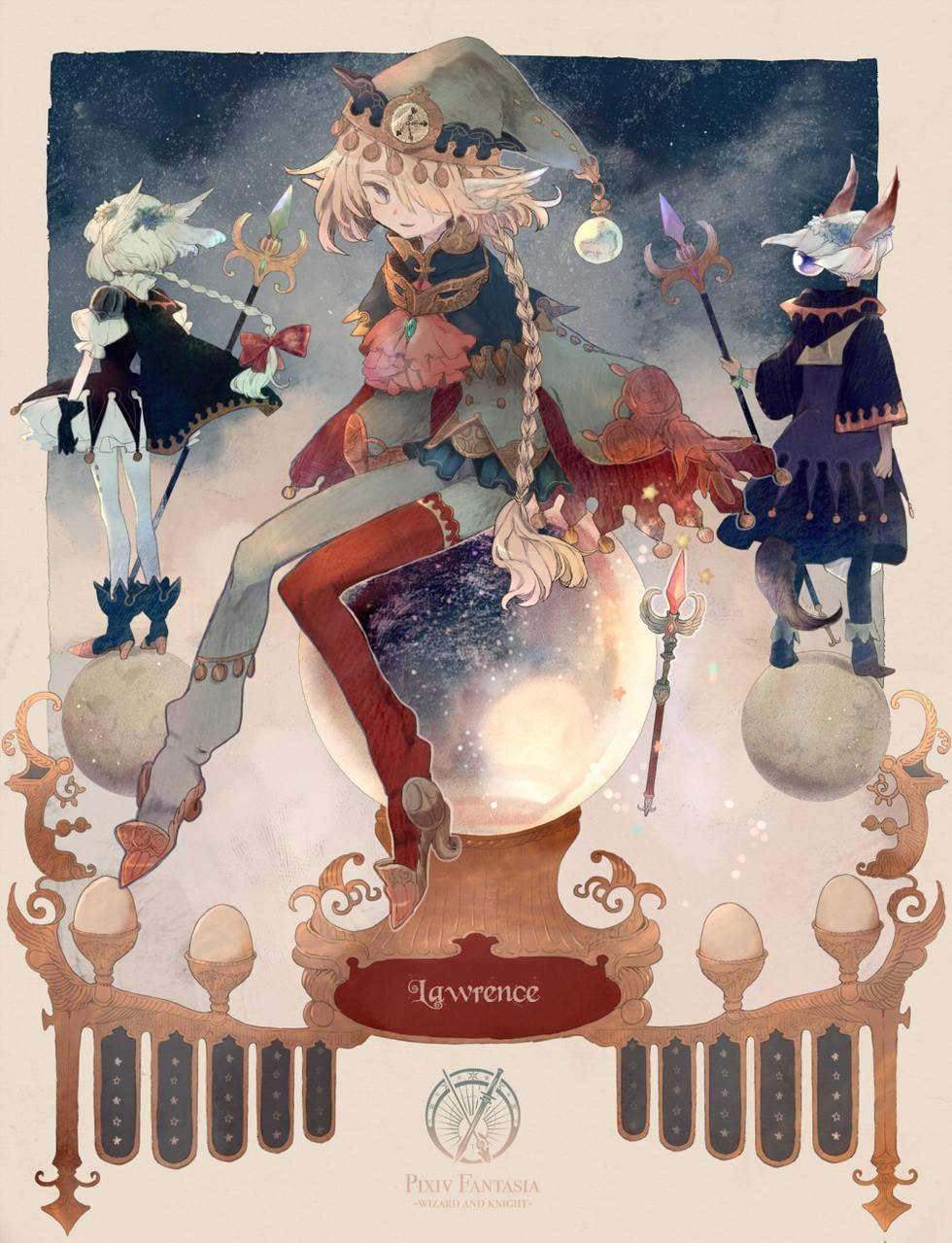 日系魔幻风人物插画,作品非常赋予吸引力,画的小人可爱到不行