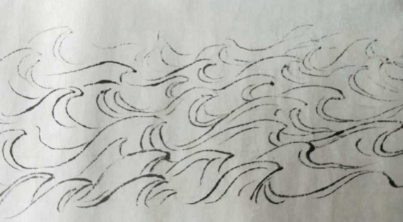线描水法图例 宋马远画水 线描水浪画法