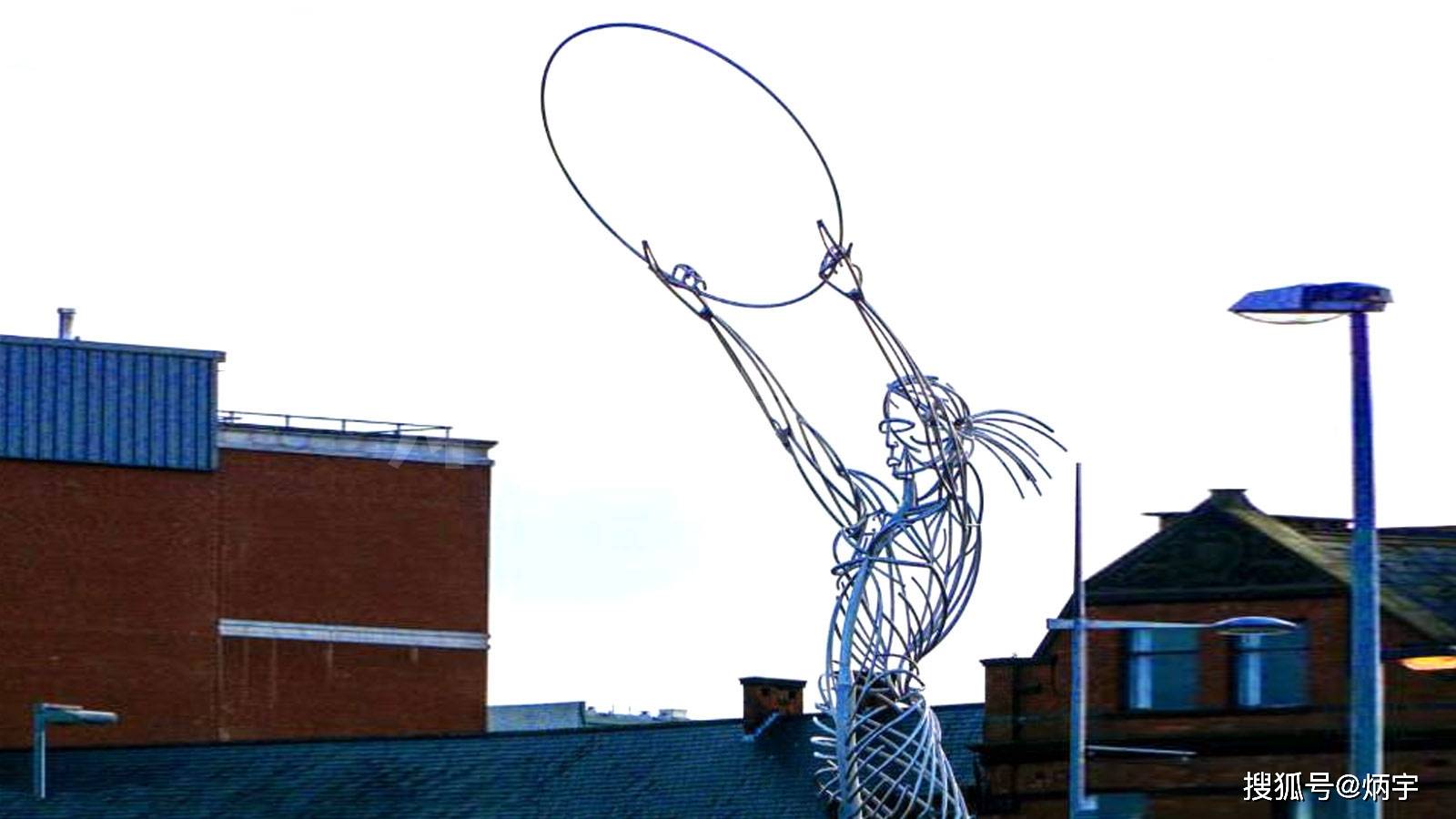 打羽毛球人物雕塑,体育运动员雕塑,抽象雕塑