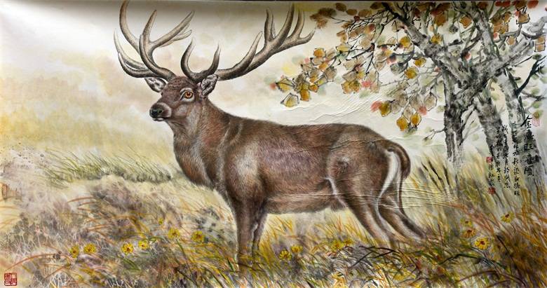 潘红清新之鹿出兴安浅评女画家潘红笔下的鹿