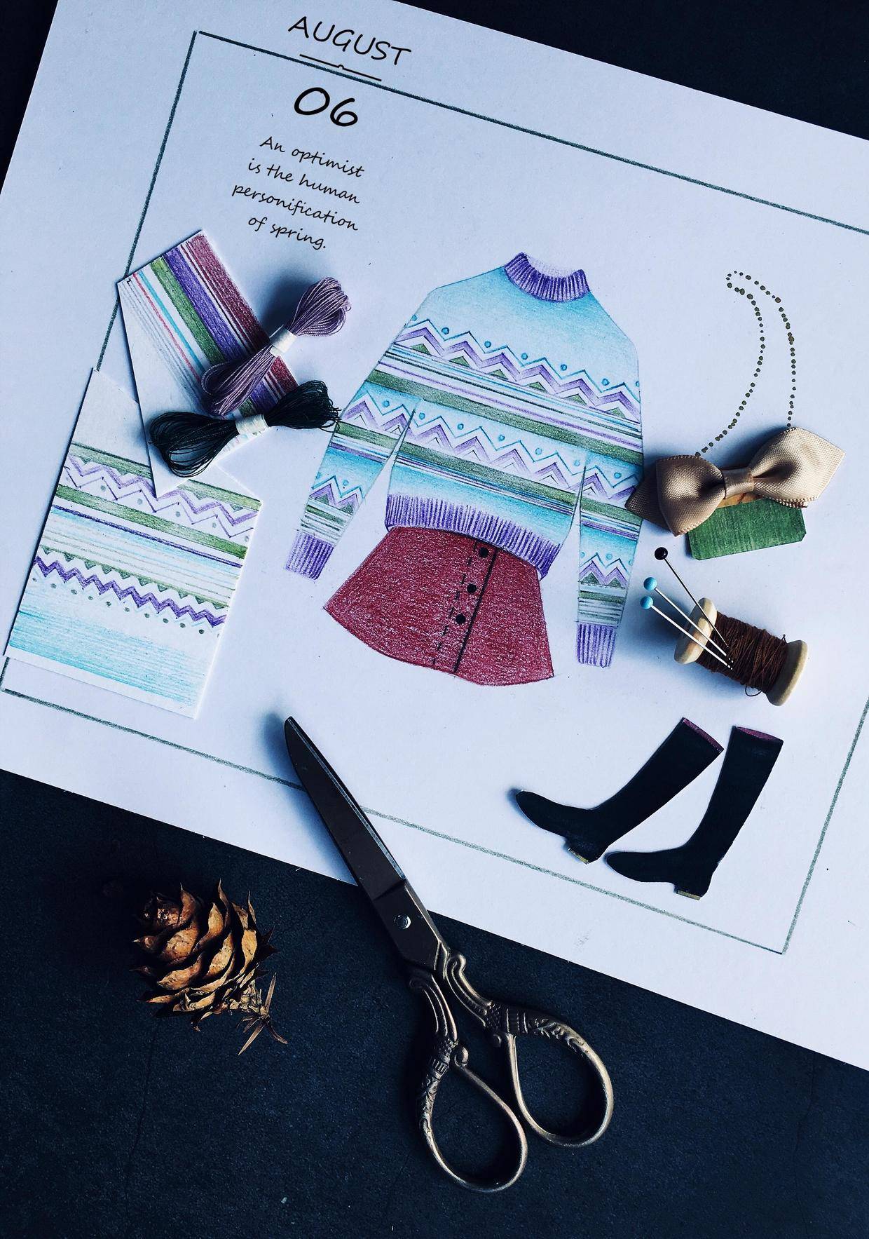 一边学彩铅,一边设计服装,爱蜜绘画训练营主题课,费尔岛毛衣_手机搜狐