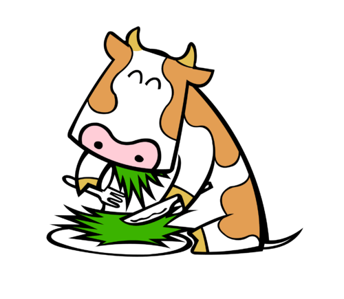 牛吃草图片漫画图片