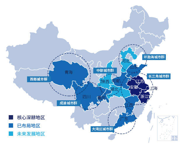 辐射成渝,中部,西部,环渤海,大湾区5大城市群