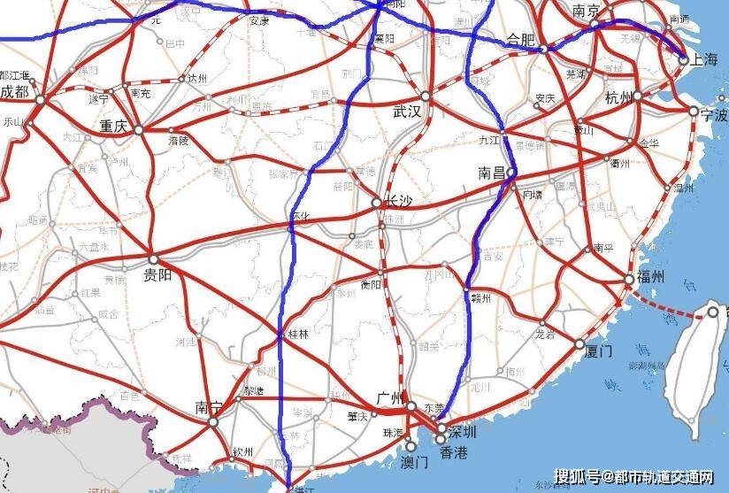 中国高速铁路运营线路图2030年:八横八纵重要节点城市