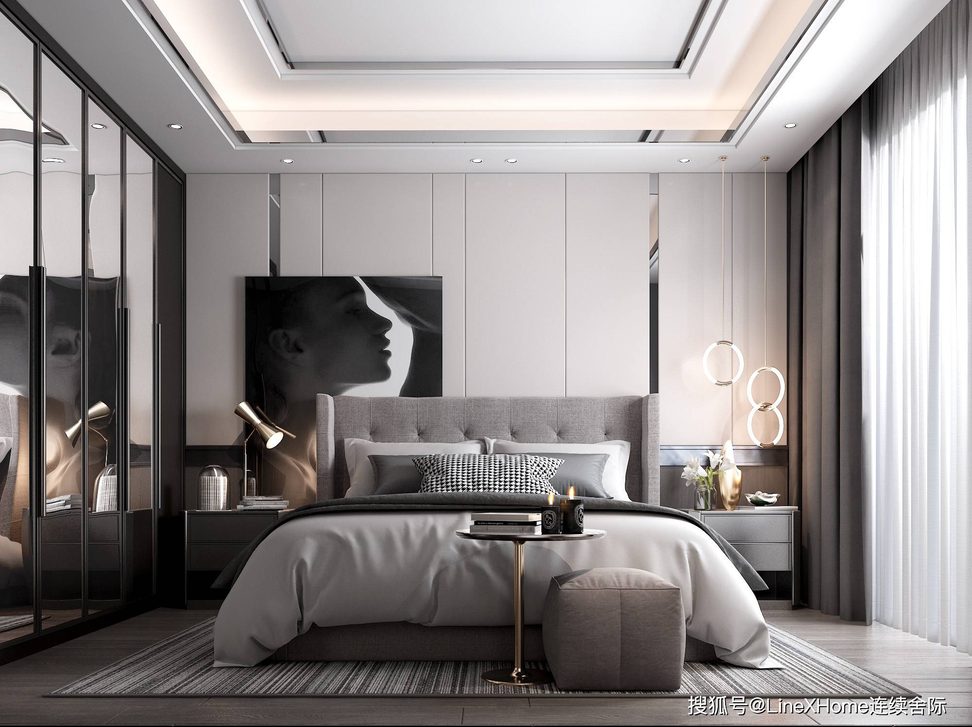 现代轻奢风格卧室,其实就是一种