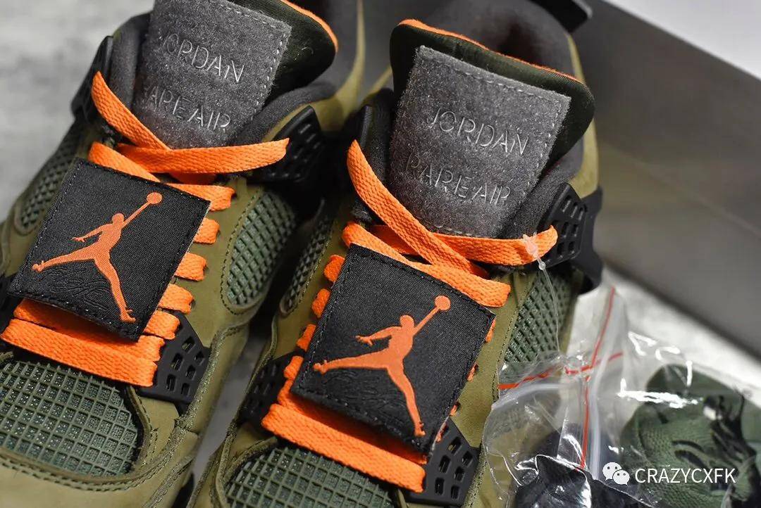 美潮undefeated 联名 air jordan 4 retro travis scott aj4麂皮军绿