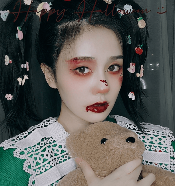 原创明星万圣节妆容许佳琪高冷丁程鑫呆萌杨超越吓人