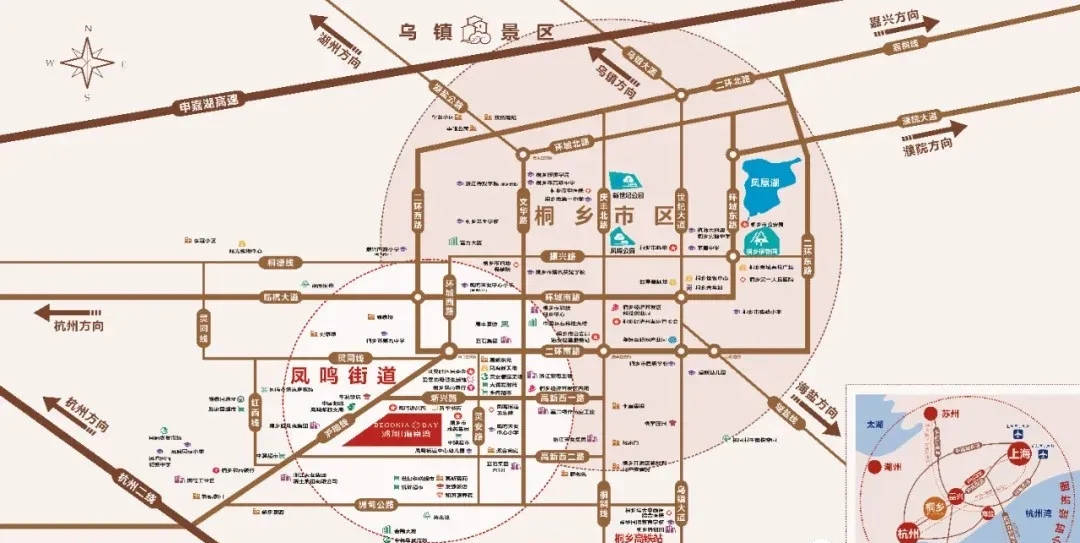 緊挨桐鄉市中心,距離桐鄉政府不到7公里;項目緊鄰320國道(滬瑞線),往