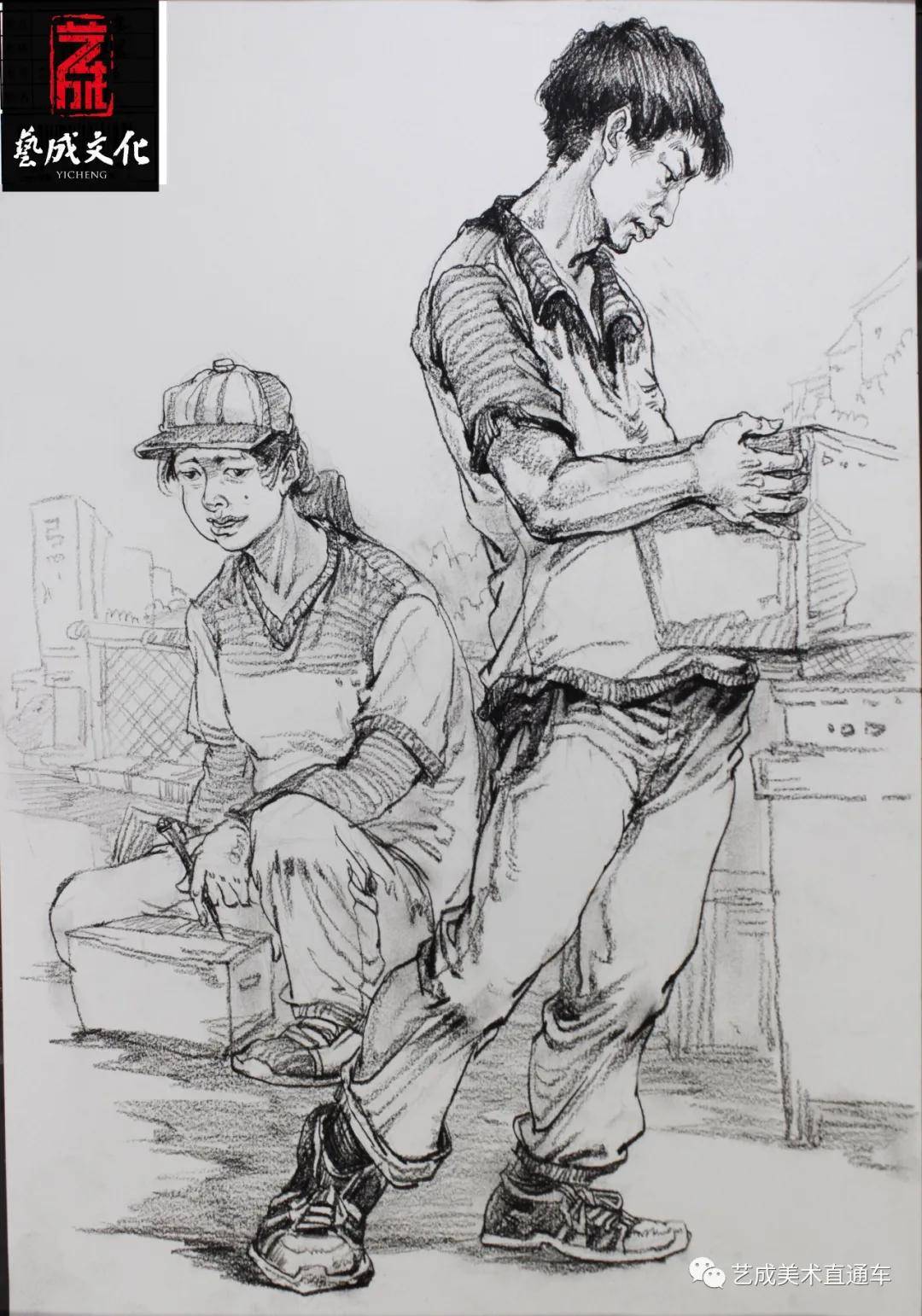 宅美术艺成2021届广东省美术高考二模速写高分卷出炉