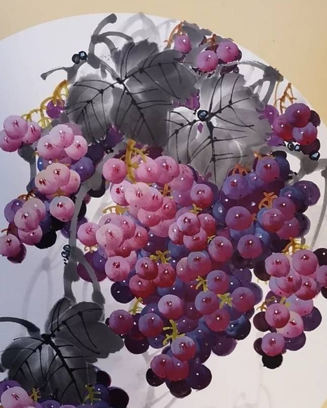 国画写意小串葡萄,来一串甜甜的口味_手机搜狐网