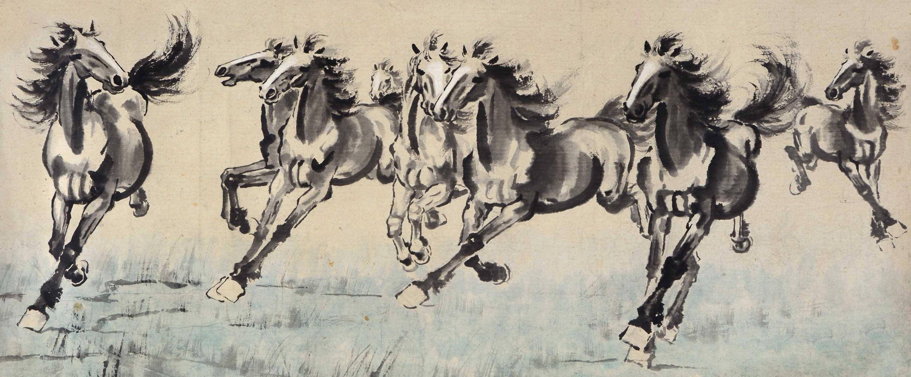 徐悲鸿一生独爱的《八骏图》,他画的马,在意蕴上有明显的创新和开拓