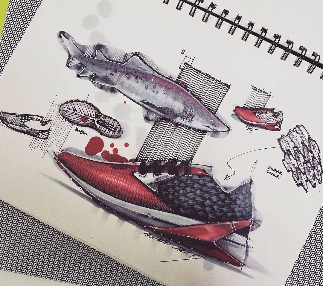 工业设计考研的同学学习一下大神的仿生鞋画法