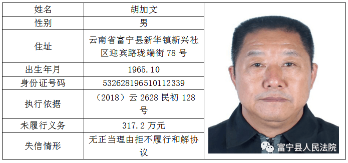 文山州失信被执行人名单_富宁县
