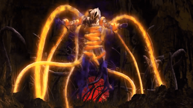 麦克斯对战了赫尔贝洛斯和斯兰星人,但却被魔格大蛇的触手抓住了.