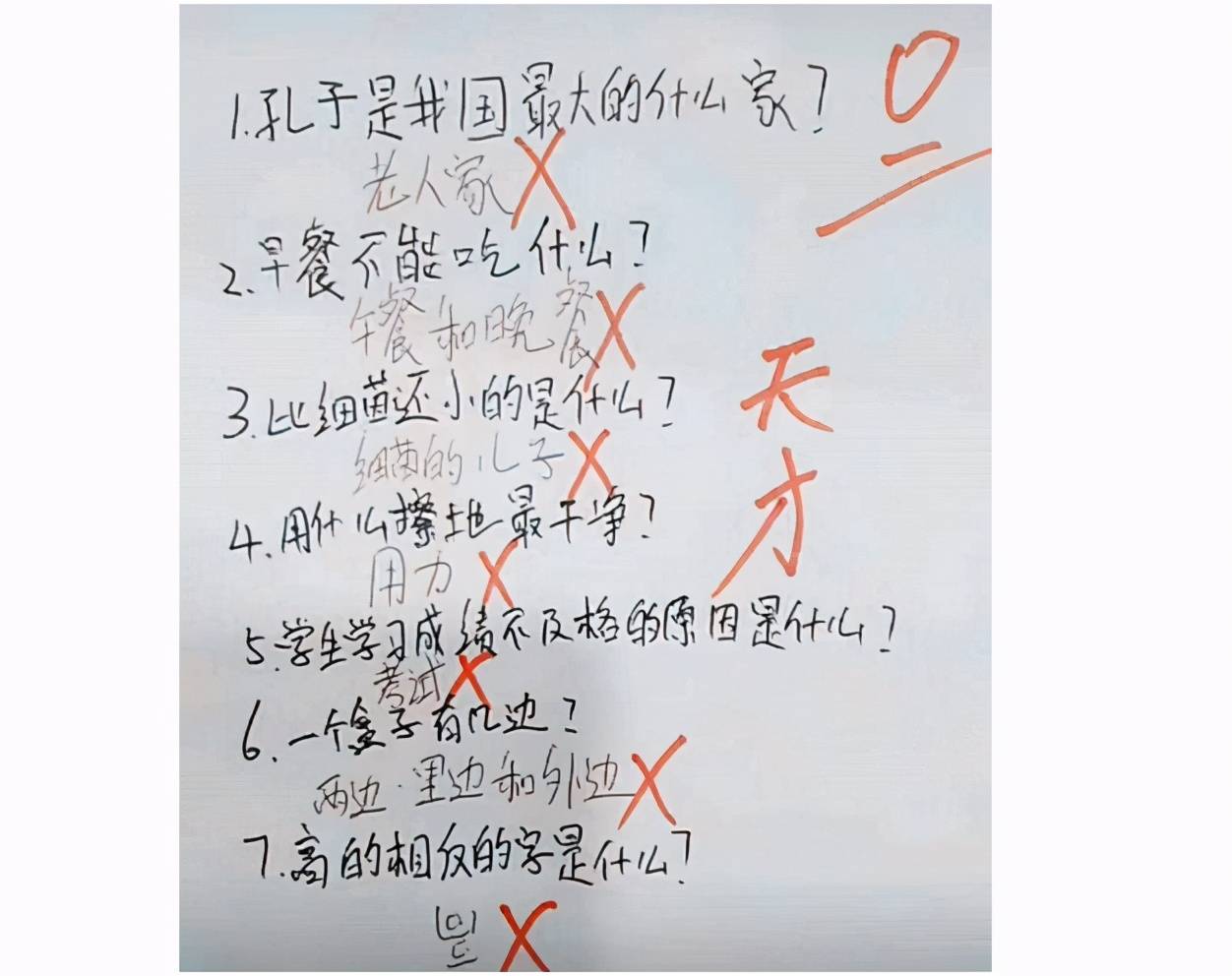 小学生的奇葩试卷火了老师看了哭笑不得爸妈看了棍棒相加