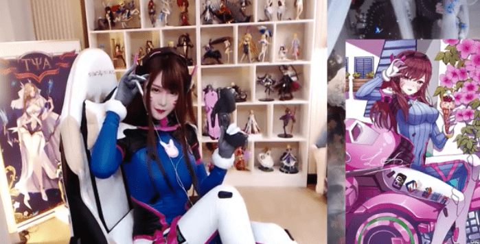 腐团儿cos守望先锋dva胶衣勒得太紧只好不停调整没地放的手