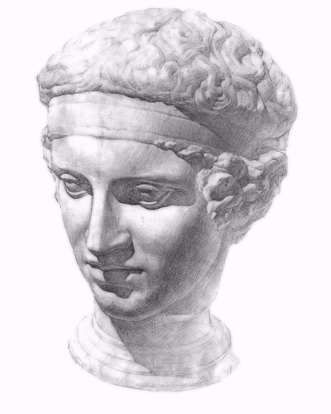 华溯分享造型严谨刻画细致国外素描几何体石膏像和头像作品欣赏