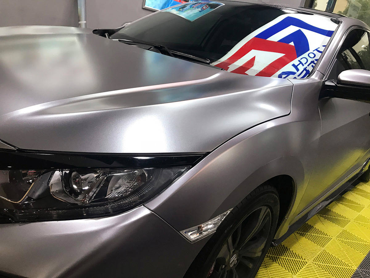 本田思域车身改色电光战斗灰rg瑞集改色膜湖南岳阳