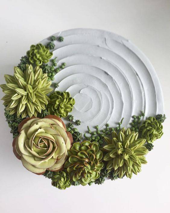 原创weddingcaketrend最疗愈吸睛的可爱装饰用多肉植物妆点婚礼蛋糕