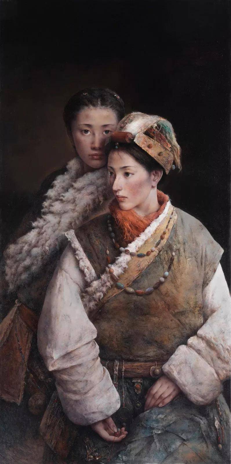 他画的西藏女孩,遗世独立,不食烟火,太让人向往了_唐伟民