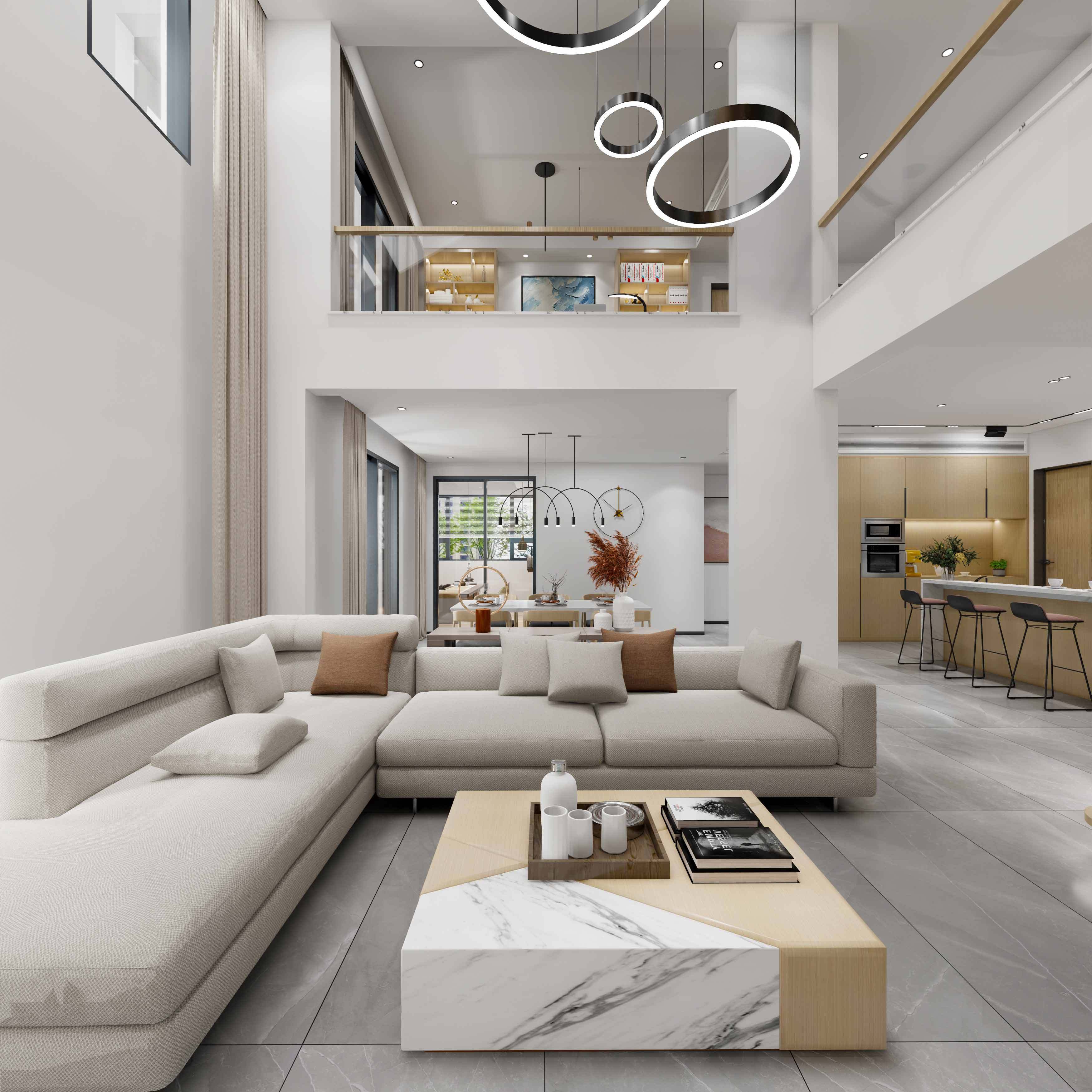 300㎡跃层现代原木风装修案例