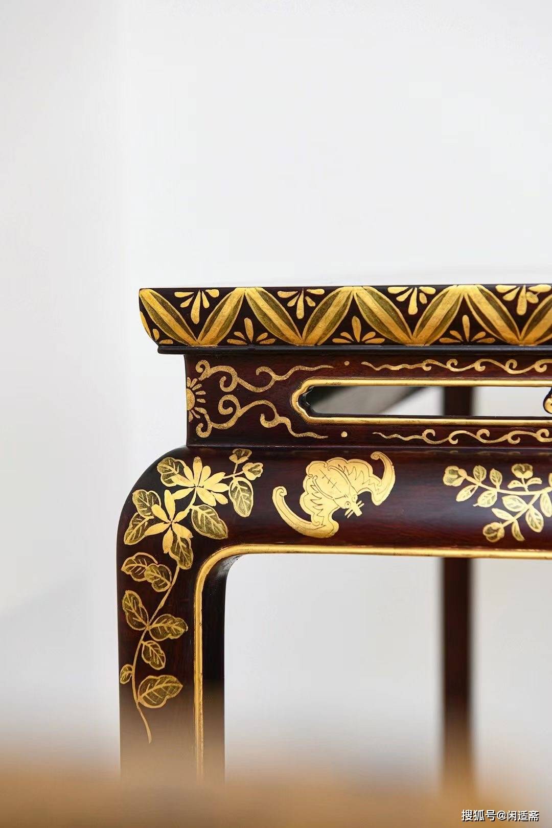 皇室华丽,印度小叶紫檀,描金平头条案