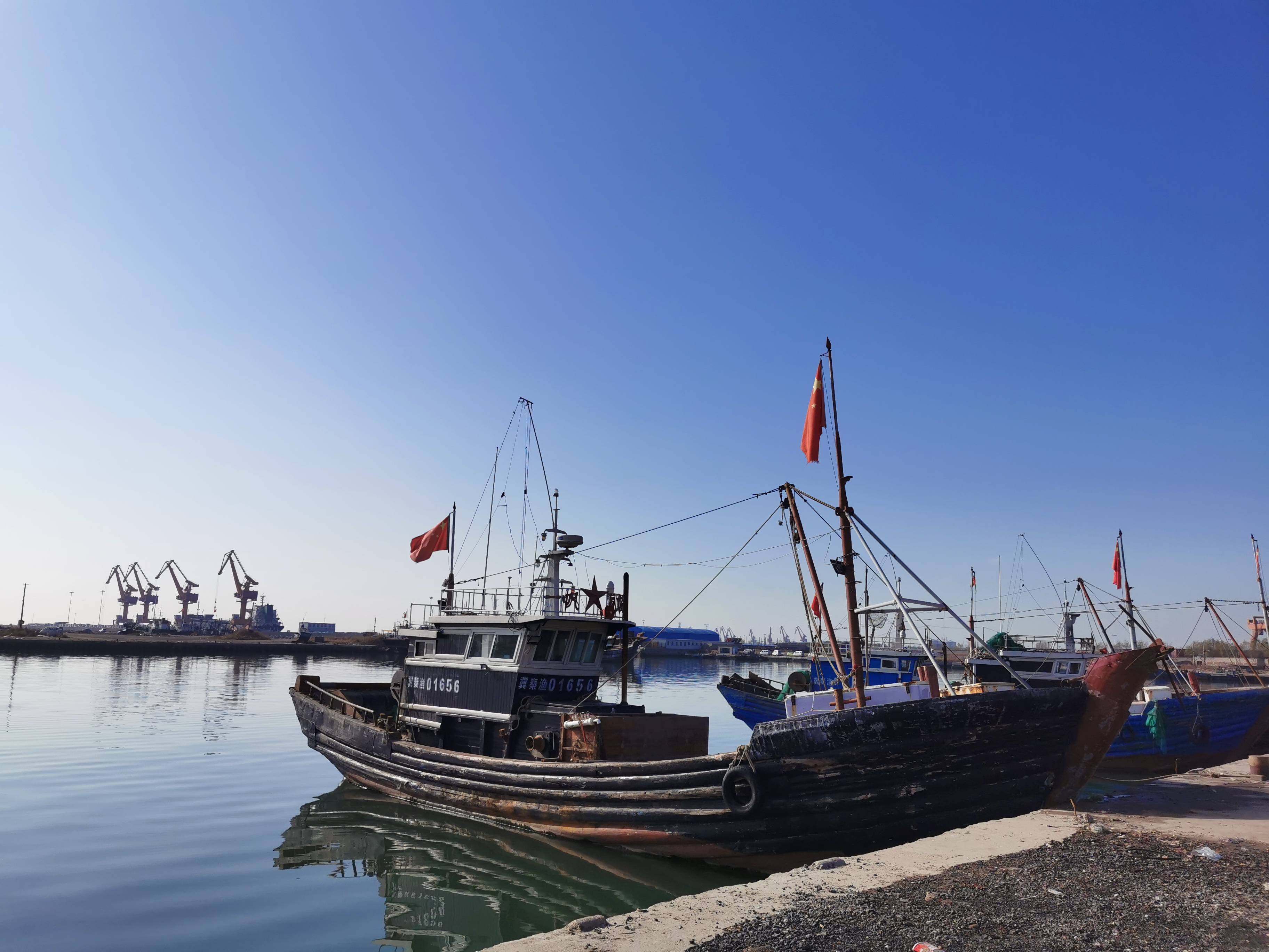 停靠在码头的渔船