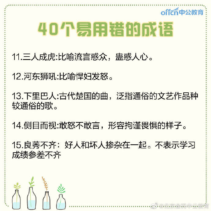 行测常识这40个易用错成语,日常生活弄错也很尴尬_小伙伴