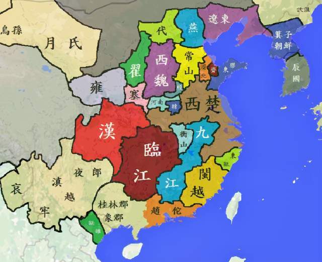 秦朝灭亡后项羽分封了18个诸侯