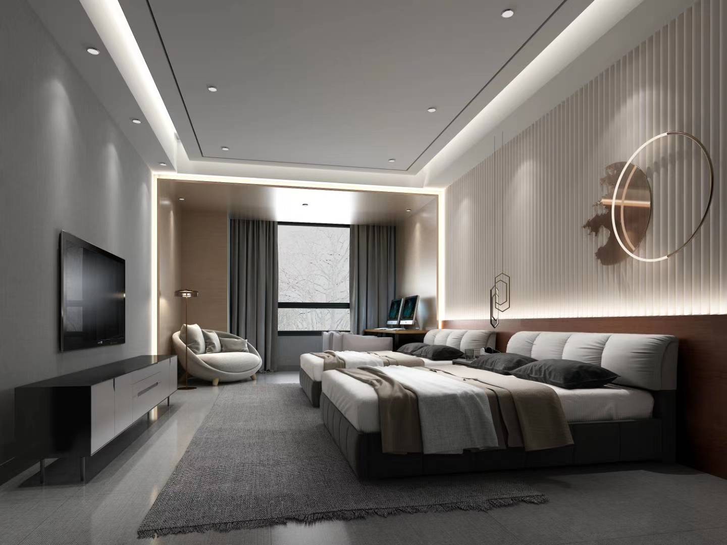 电竞酒店装修设计效果图轻奢风或成潮流