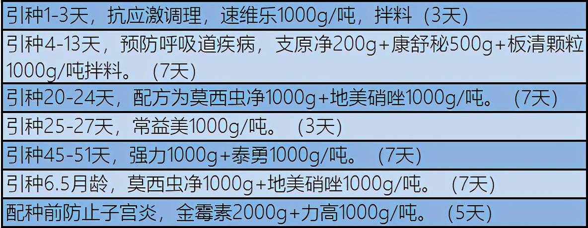 後備母豬免疫程序保健方案參考