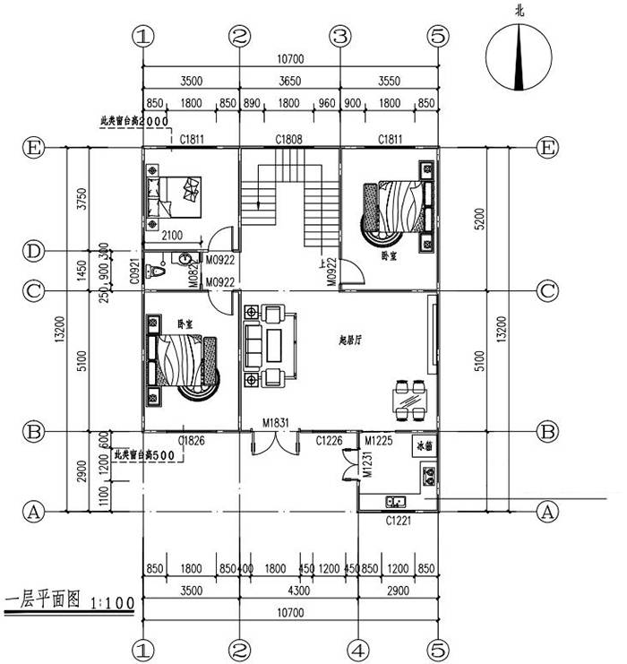 10米x13米农村10万钢结构房参考户型图