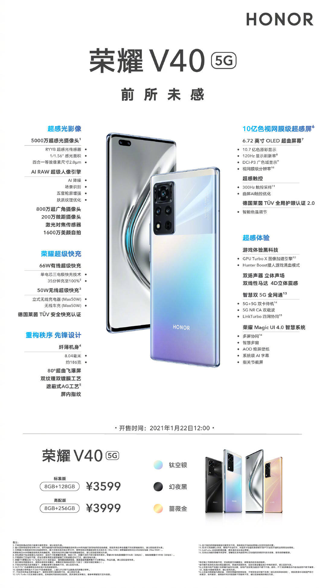 方面|荣耀V40正式发布：3599元起