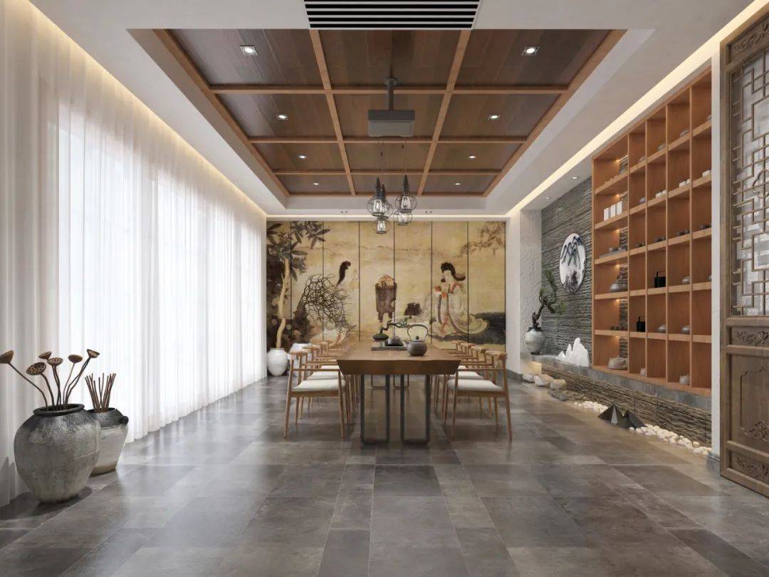 这幅中国风茶室慢慢的高雅舒适!