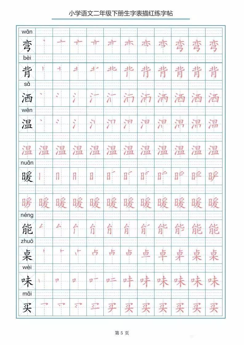 小学语文二年级下册生字表笔顺字帖,长按存图打印_手机搜狐网