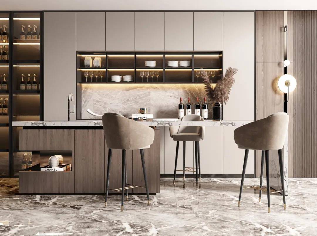 卡萨米卡每个不同的酒柜空间都别有一番滋味